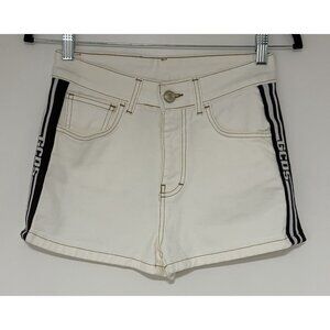 GCDS Women’s Cream 2” Denim Logo Jean Shorts Size Small Rare Made In Italy